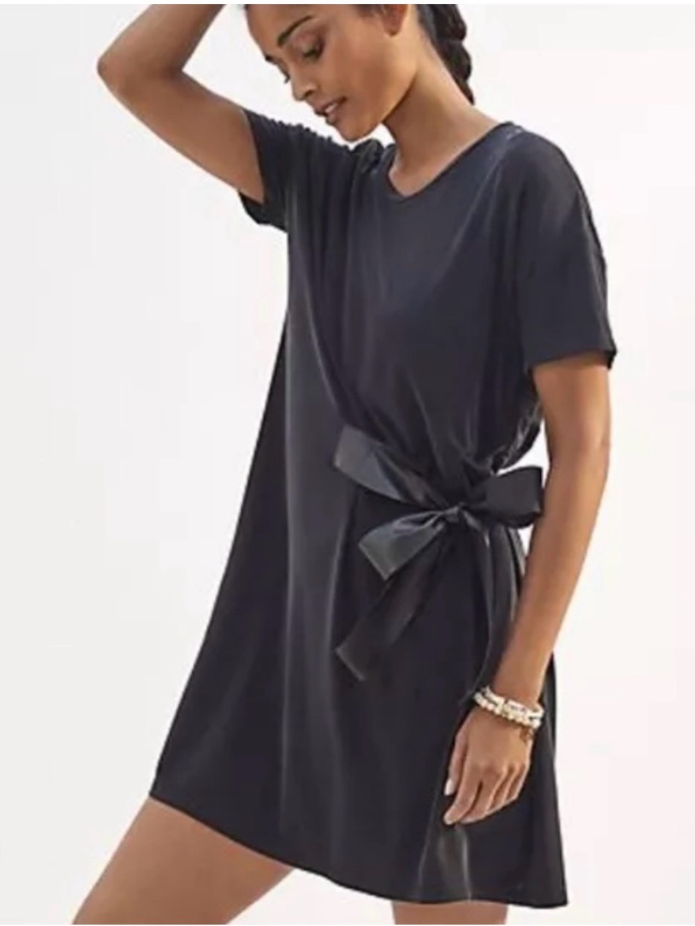 DOLAN Left Coast Collection Ribbon Wrap All Black Mini Tshirt Dress XS